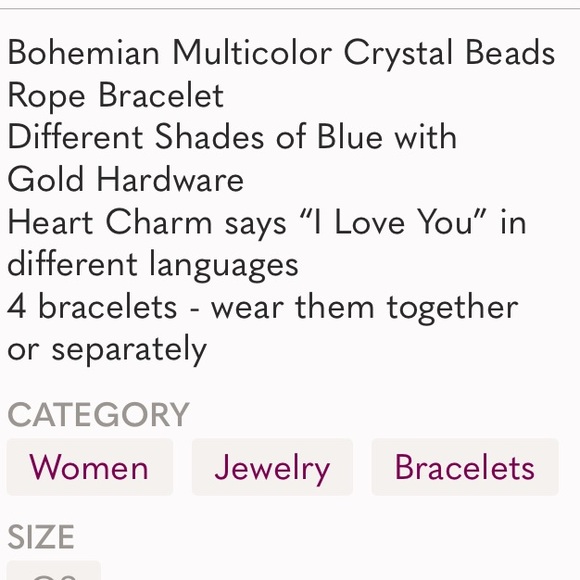 Multilayered Beads NWT  Denim Blue Crystal bead  Bracelet w/gold heart c… - Picture 2 of 2